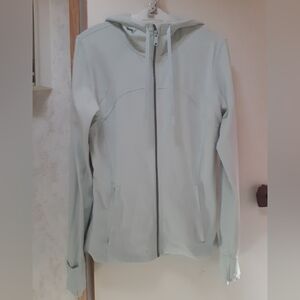 Lululemon Hooded Define Nulu Jacket sz 12 Delicate Mint Vented Thumbholes Fitted